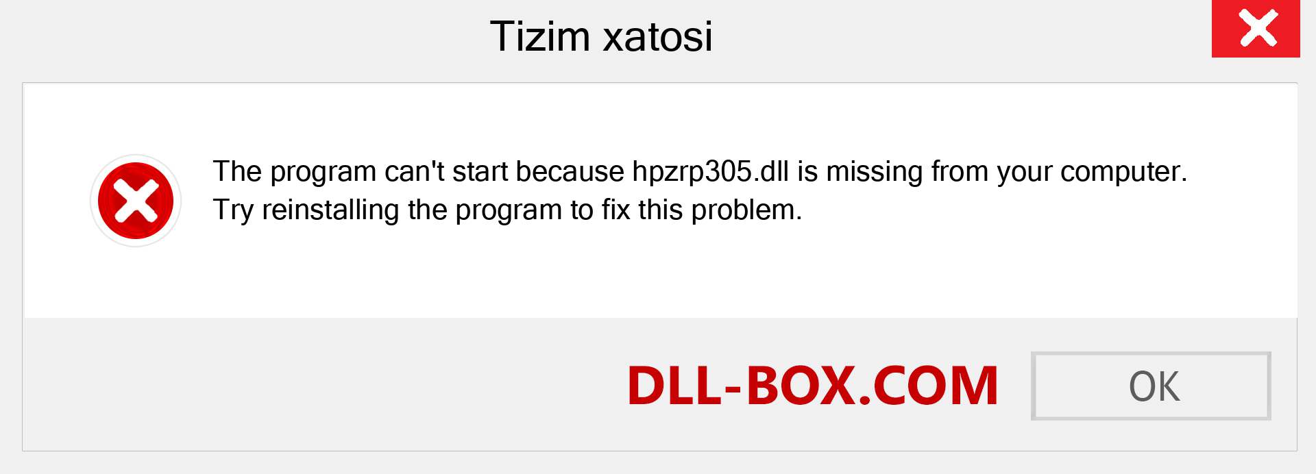 hpzrp305.dll fayli yo'qolganmi?. Windows 7, 8, 10 uchun yuklab olish - Windowsda hpzrp305 dll etishmayotgan xatoni tuzating, rasmlar, rasmlar